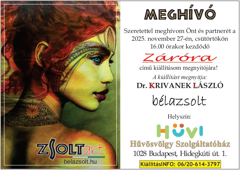 HÜVI meghívó - Záróra c. kiállítás - bélazsolt